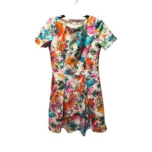 Blugirl Blumarine Floral Short Sleeve Fit and Flare Dress